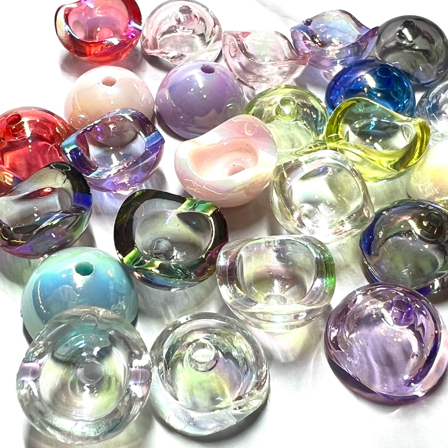 Unique Colorful Half Round Bead Mix for Jewelry & Pens | Acrylic | QTY: 100 pieces (50 beads)