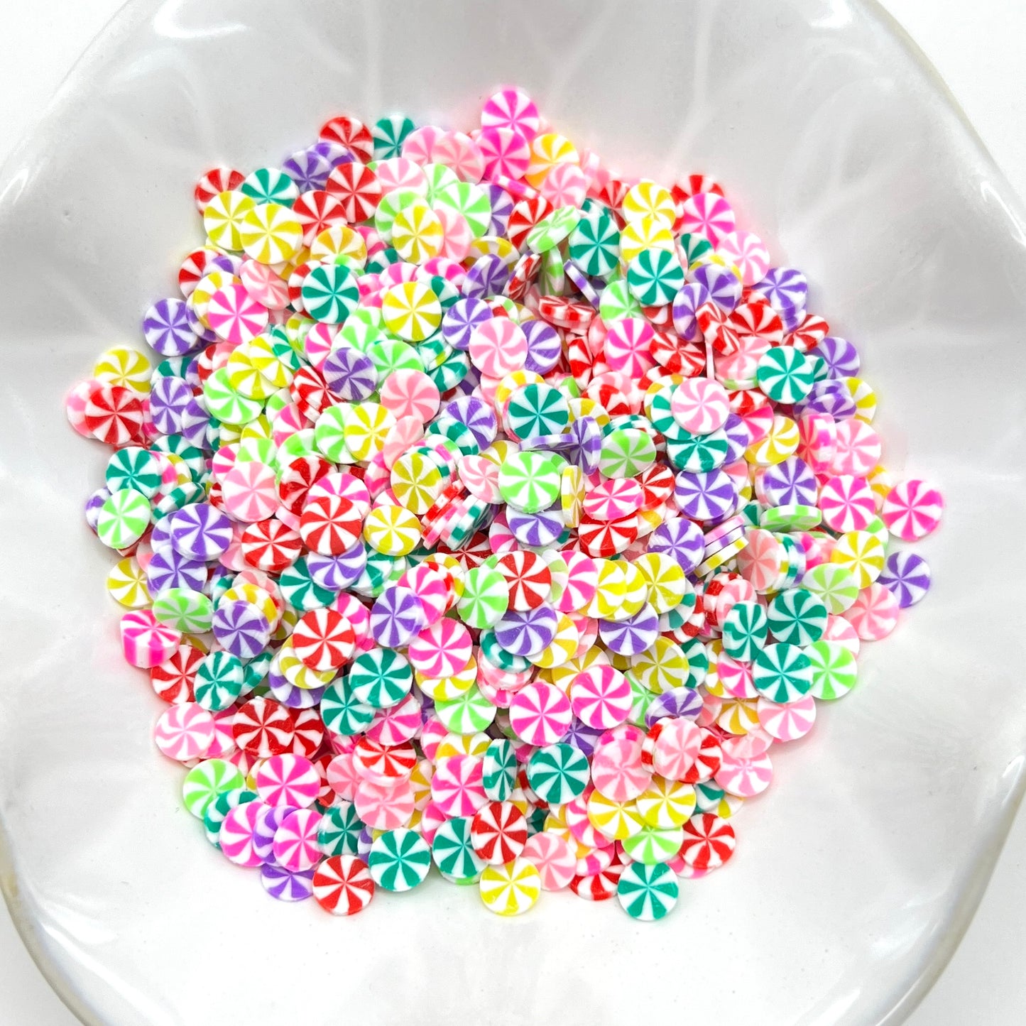 5mm Mini Fake Peppermint Candy, Pinwheels Multi Color, Polymer Clay Slices, Faux Sprinkles | QTY: 10 grams / 25 grams