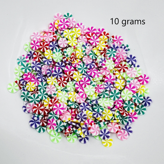 5mm Mini Fake Peppermint Candy, Pinwheels Multi Color, Polymer Clay Slices, Faux Sprinkles | QTY: 10 grams / 25 grams