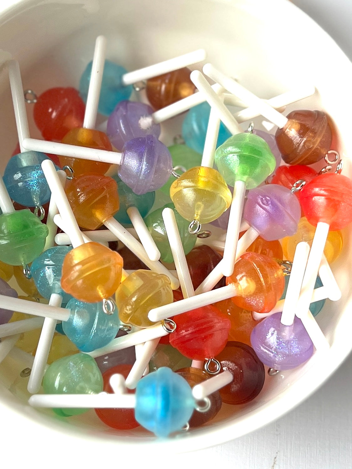 5pc Realistic Lollipop Pendant Charms for DIY Jewelry, Keychains | Fake Candy Resin | QTY: 5pcs