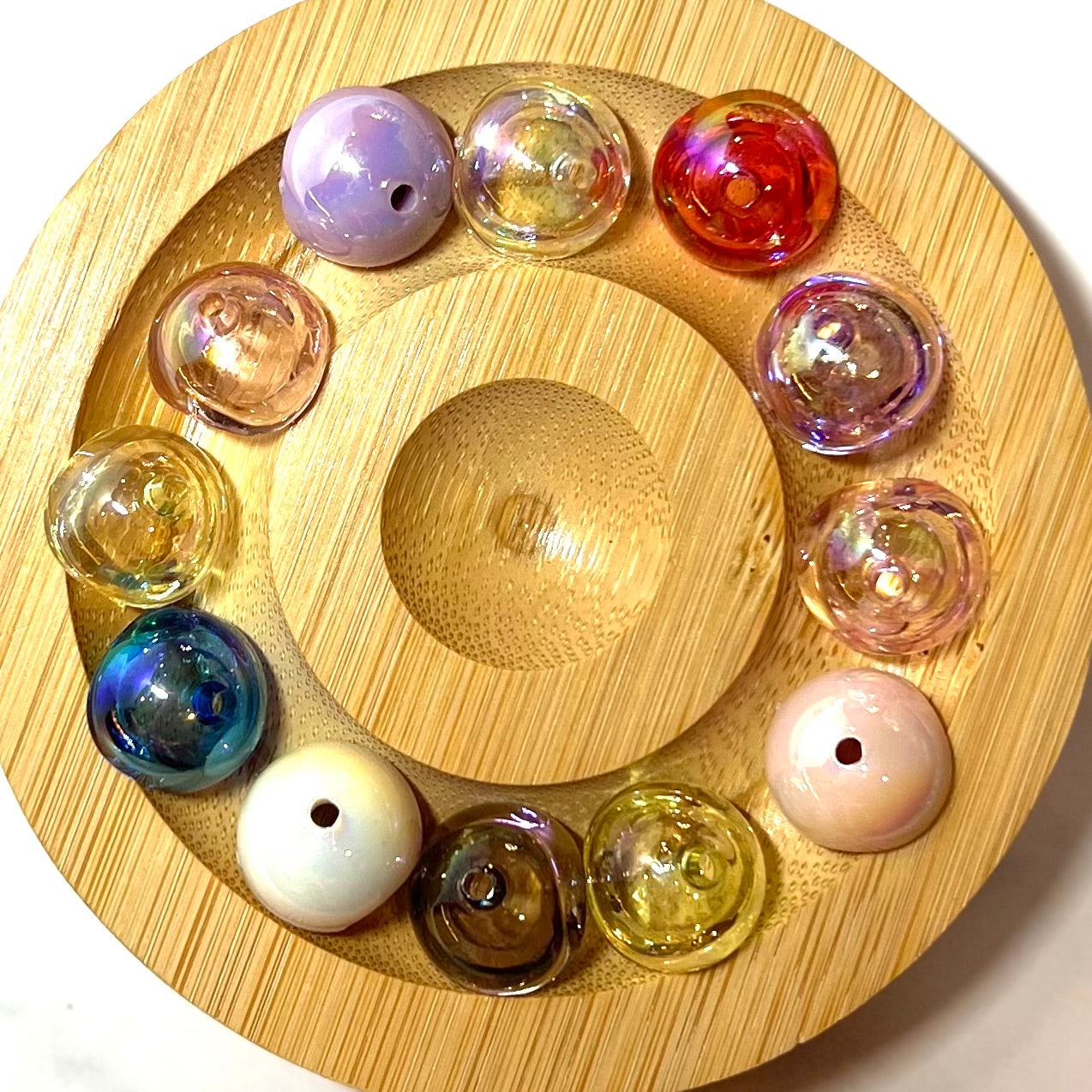 Unique Colorful Half Round Bead Mix for Jewelry & Pens | Acrylic | QTY: 100 pieces (50 beads)