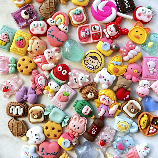 10/30/50pcs Assorted Mix Colorful Flat Back Charms DIY Craft Projects | Resin Cabochons | QTY: 10/30/50pcs