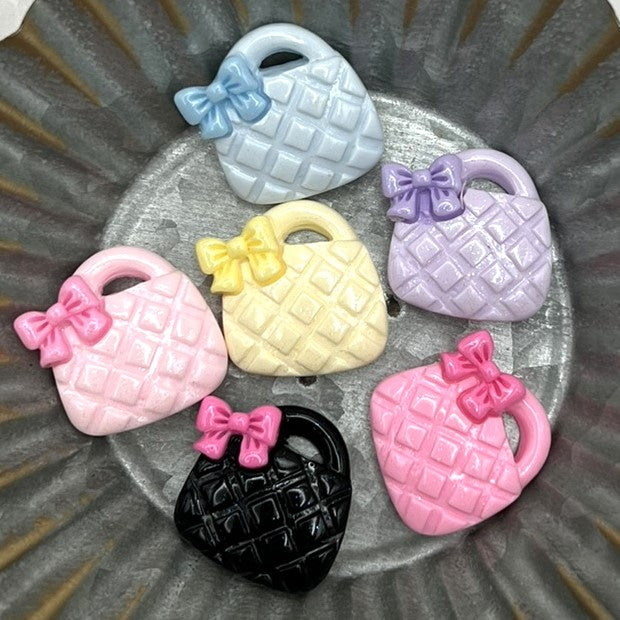 Handbag Charm Mix | Colorful Flatback Purse Charms for DIY Craft Charm Projects and Decoden | Kawaii Resin Flat Back Cabochons | QTY: 20 pieces