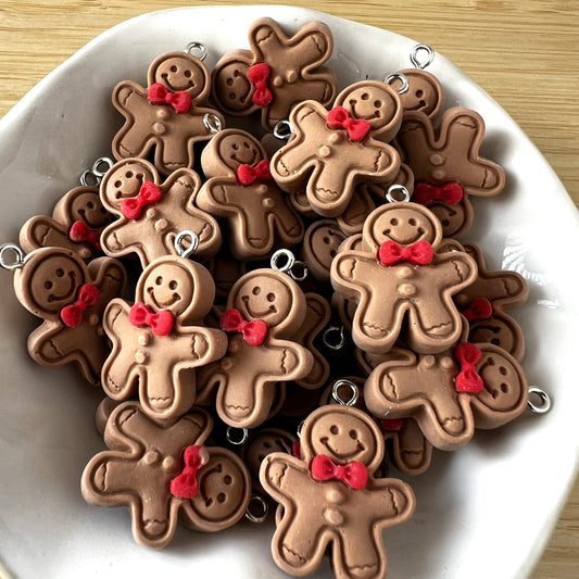 Gingerbread Man Cookie Pendant Charms for Earrings, Jewelry, Keychains | Resin | QTY: 10pcs