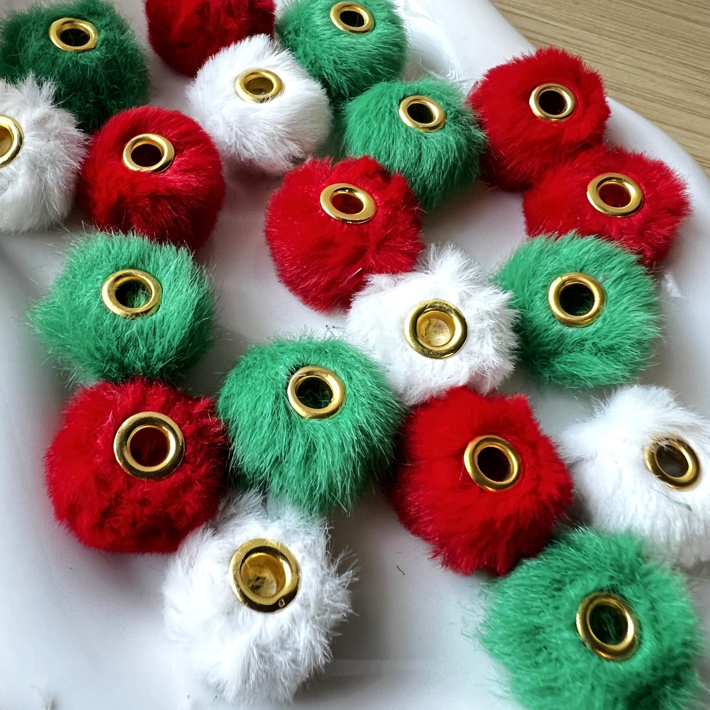 Fluffy Faux Fur Spacer Beads, Fuzzy Pom Pom Beads, Christmas Spacer Beads for Pens | Loose Beads | QTY: 10/20 pcs