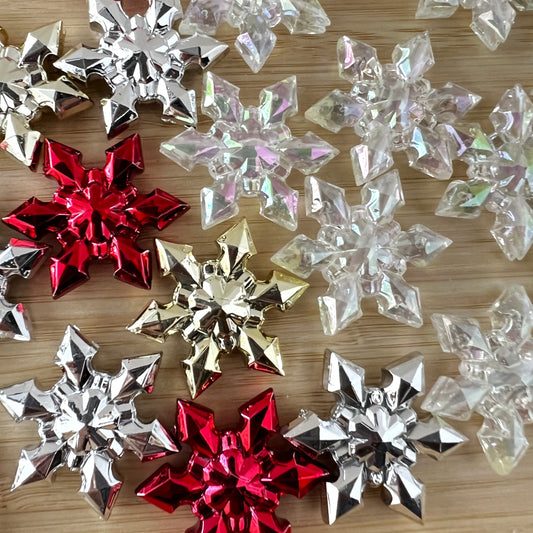 Snowflake Shaped Beads for Pens & Jewelry | Iridescent and Metallic Holiday Beads | Acrylic Beads | QTY: 5pcs