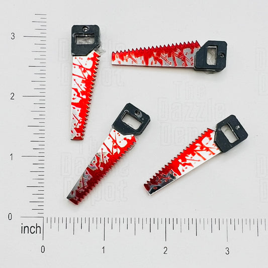 4pcs Mini Bloody Saw Charms for Halloween Jewelry | Acrylic | QTY: 4 mini saws