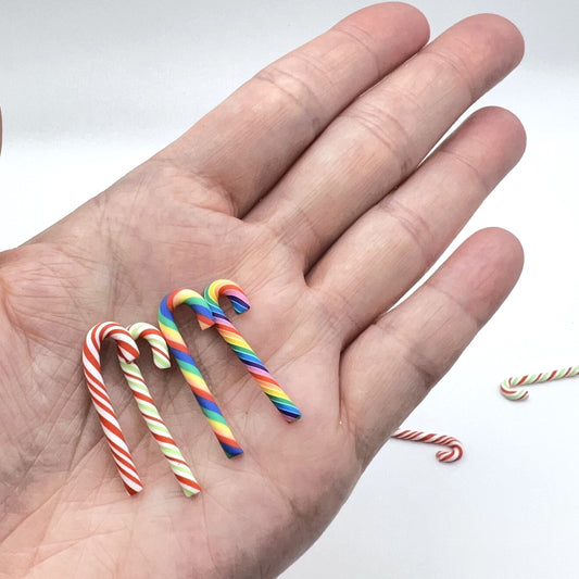 Small Fake Candy Canes, Polymer Clay, Faux Candy for Holiday Crafts | Approx. 1 inch | QTY: 10 candy canes - The Dazzle Depot