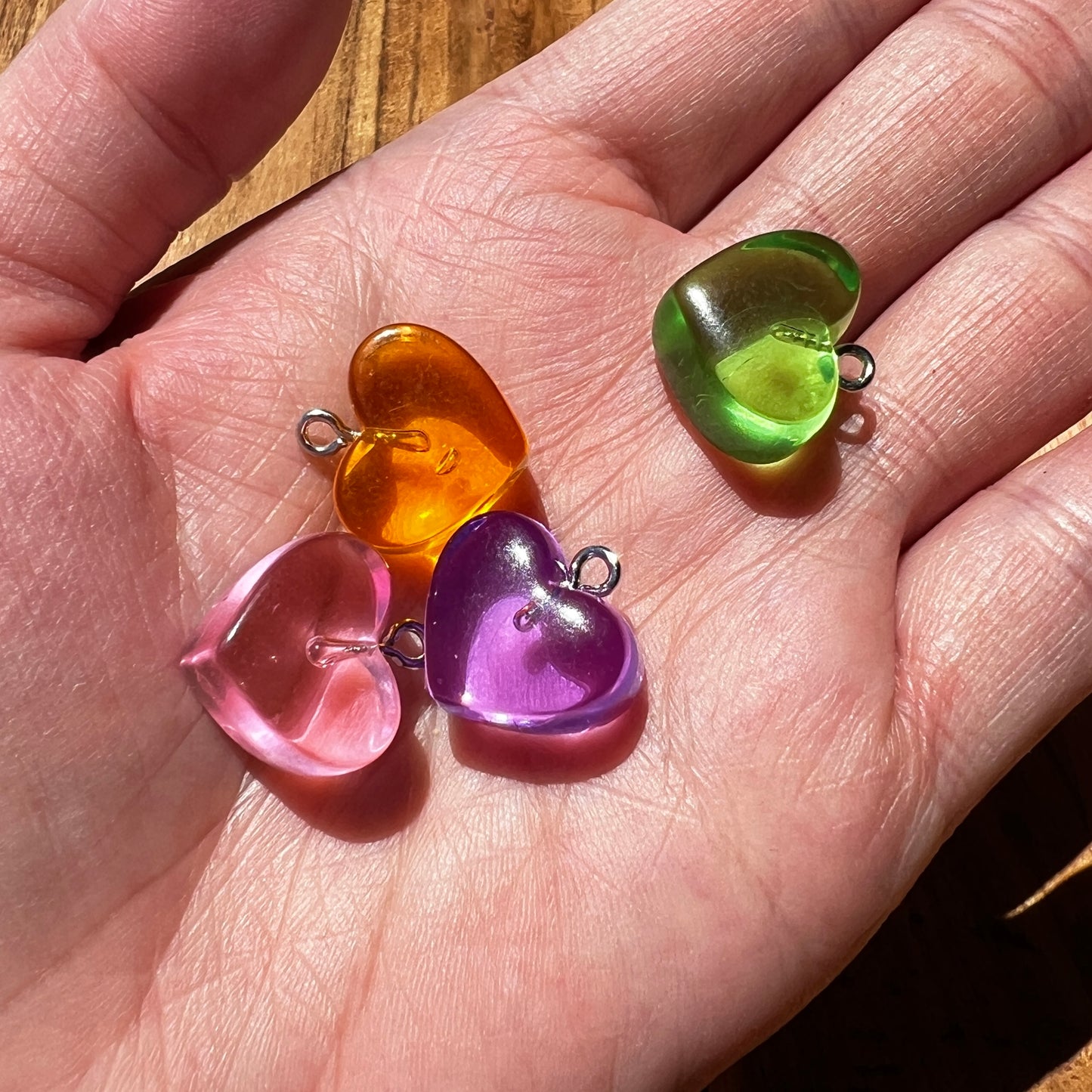 10/20pc Heart Shaped Pendant Charms for DIY Bracelets, Keychains | Colorful Resin | QTY: 10 or 20pcs