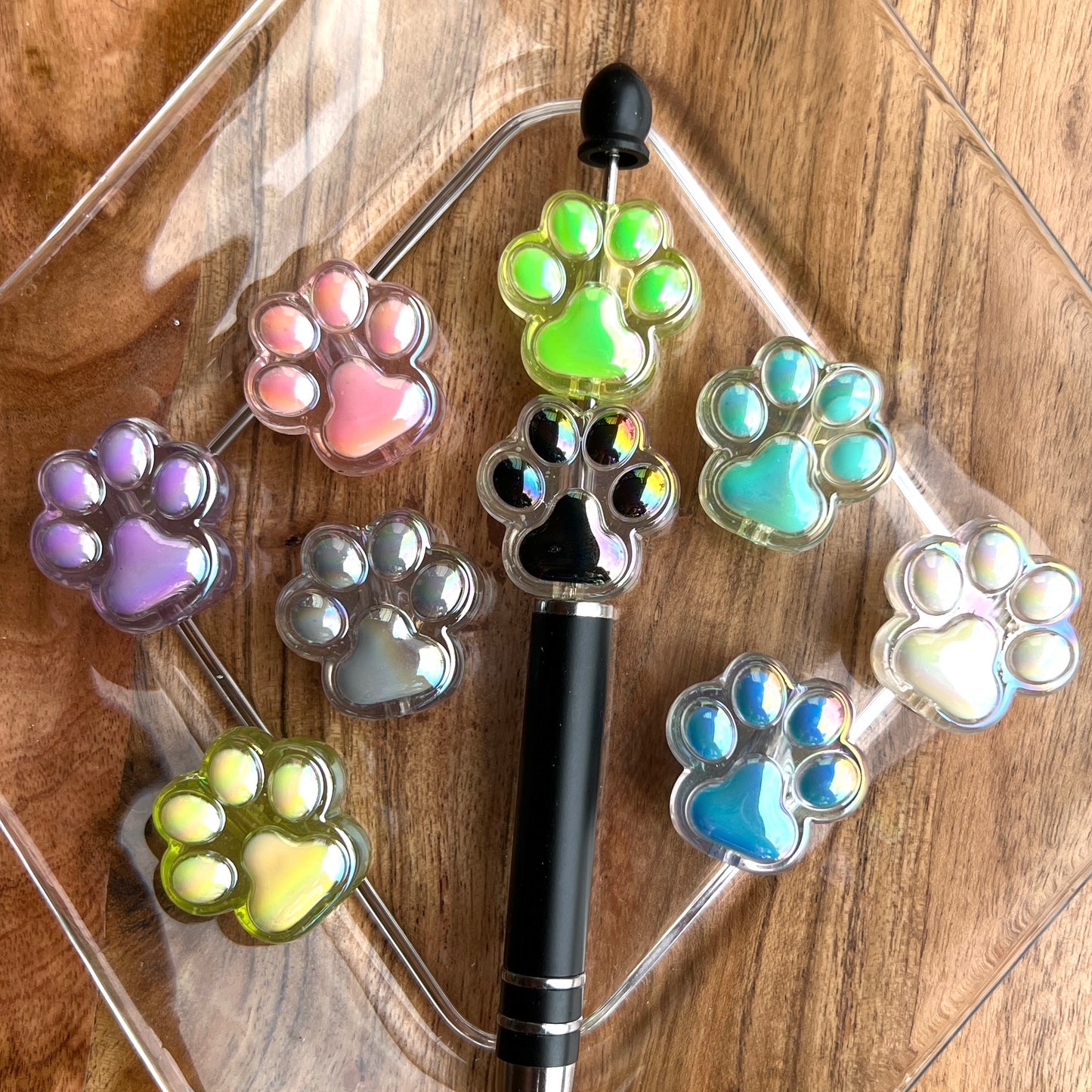 Large Paw Shaped Beads | Animal Paw Beads | 26x26mm Acrylic | QTY: 3 pieces