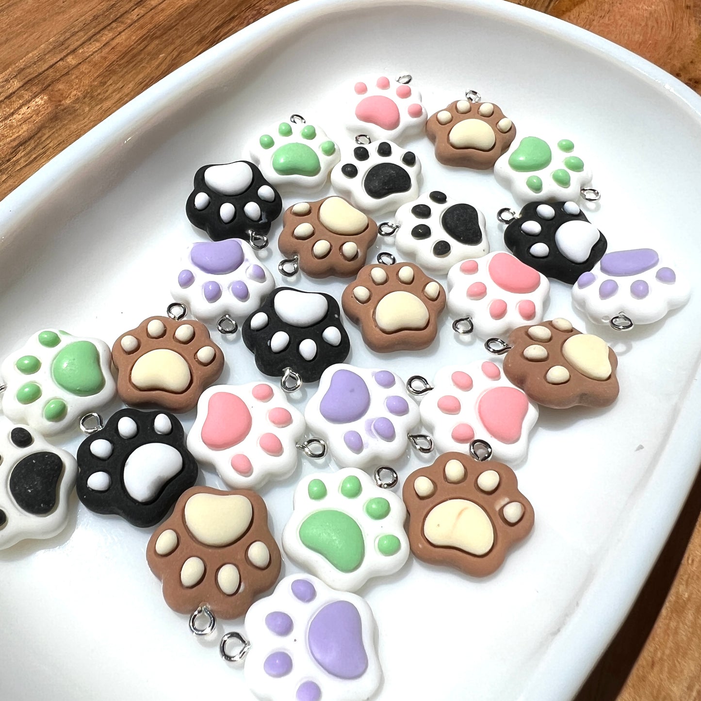 Paw Shaped Pendant Charms for DIY Bracelets, Keychains, Jewelry | Matte Resin | QTY: 10pcs