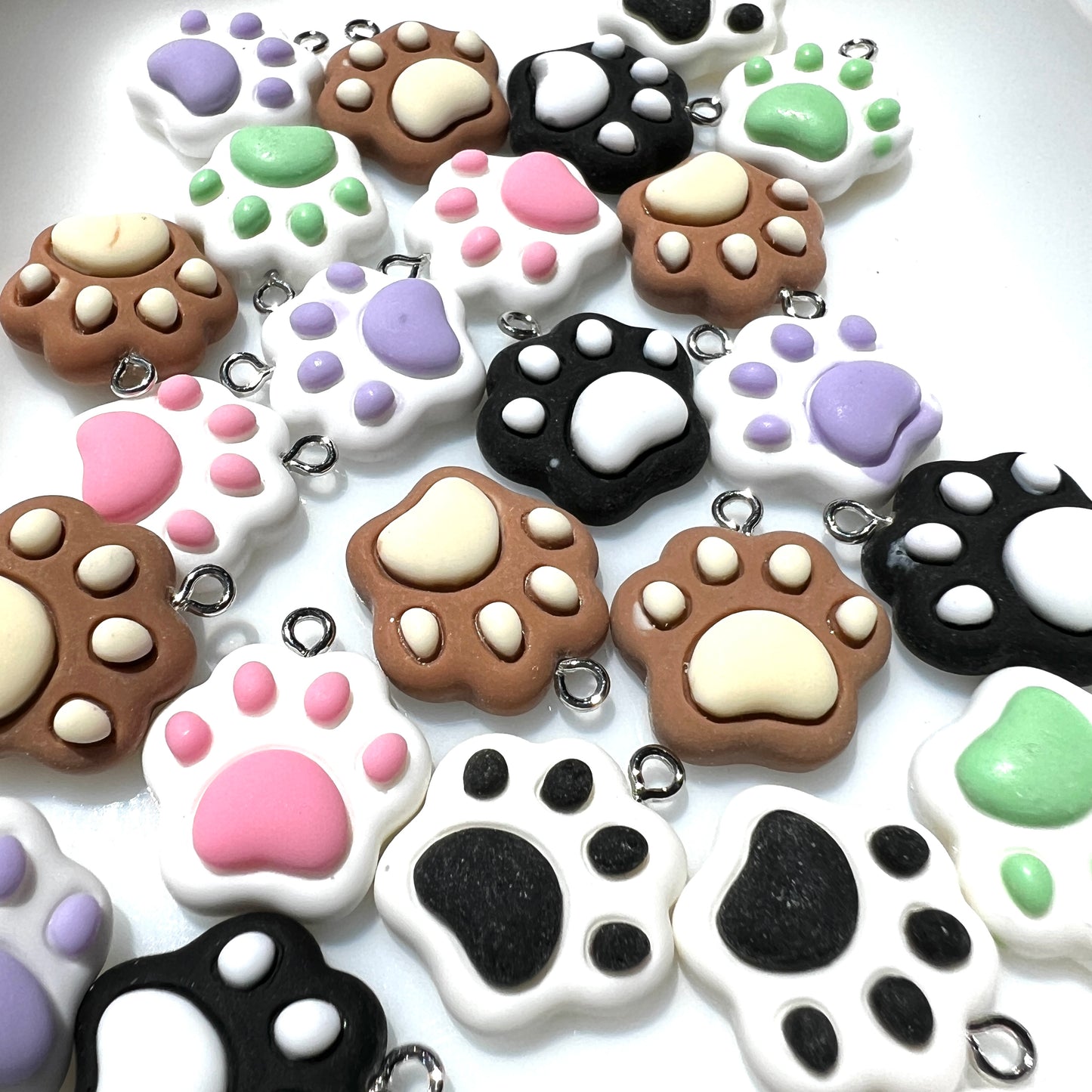 Paw Shaped Pendant Charms for DIY Bracelets, Keychains, Jewelry | Matte Resin | QTY: 10pcs
