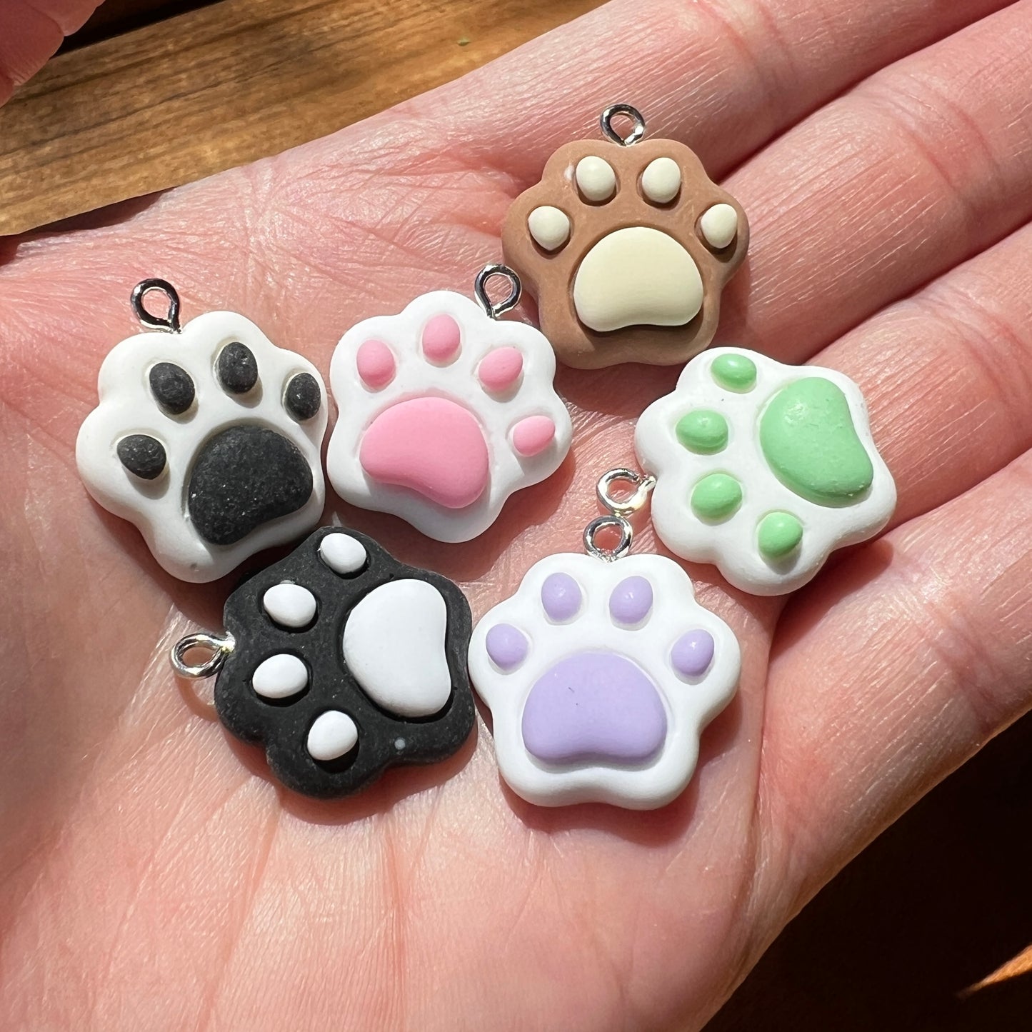 Paw Shaped Pendant Charms for DIY Bracelets, Keychains, Jewelry | Matte Resin | QTY: 10pcs