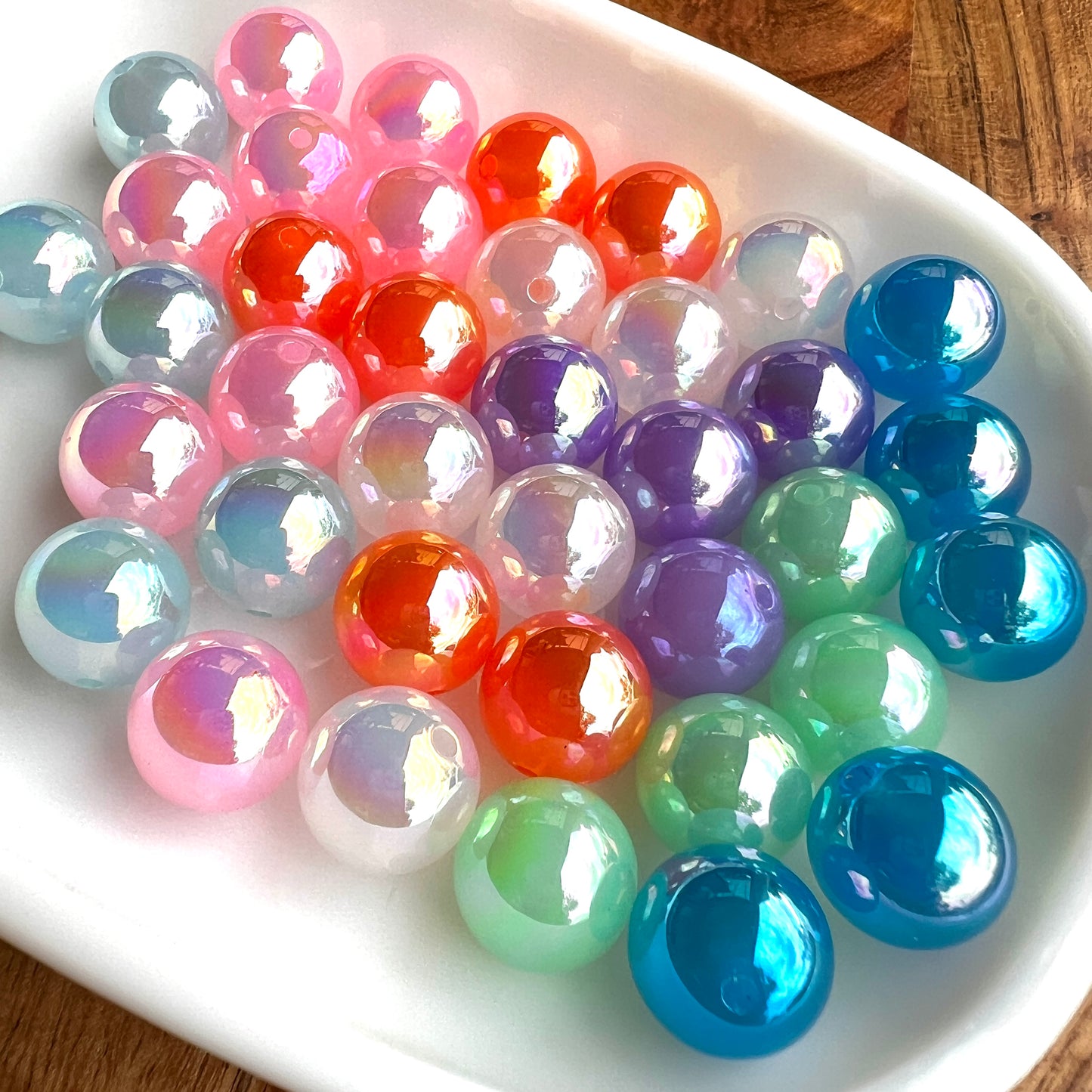 16mm Iridescent Spring Bead Mix | Chunky Bead Mix for Jewelry and Pens | Acrylic Beads | QTY: 10/20pcs