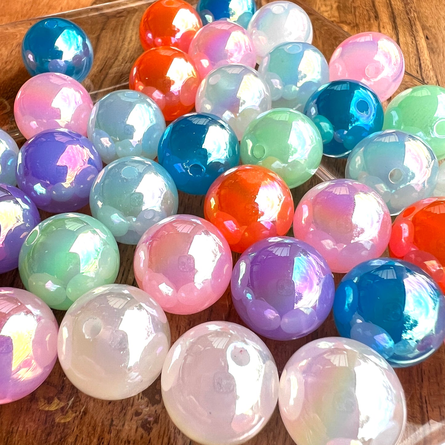 16mm Iridescent Spring Bead Mix | Chunky Bead Mix for Jewelry and Pens | Acrylic Beads | QTY: 10/20pcs