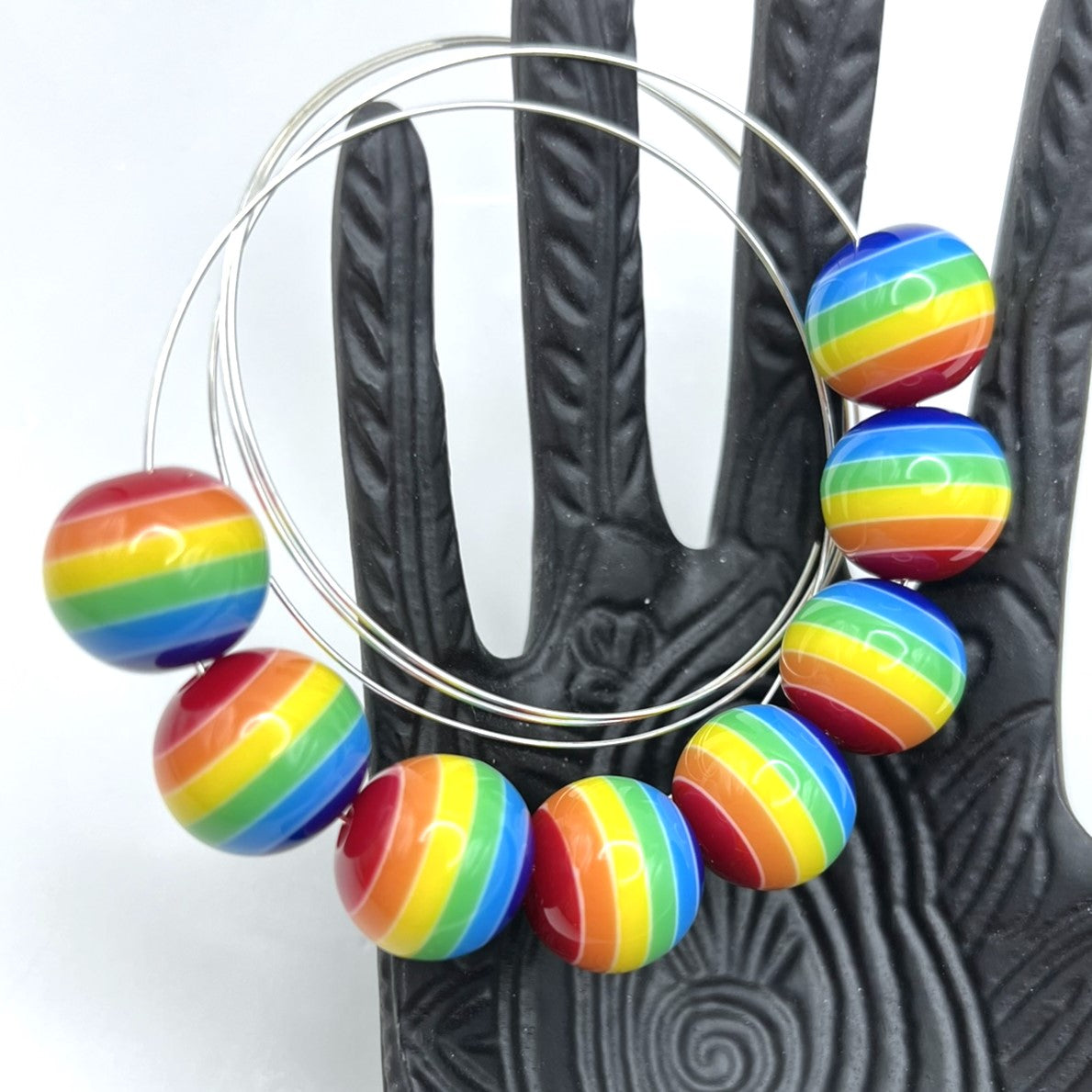 16mm Chunky Rainbow Striped Beads | Bubble Gum Beads for Pens & Jewelry | Acrylic | QTY: 15 beads