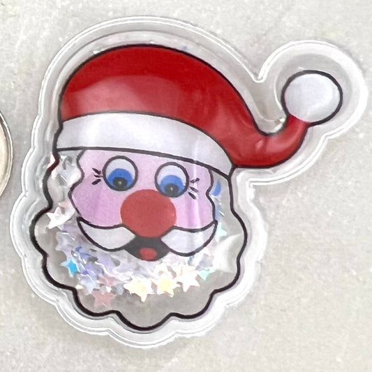 Santa Shaker, Glitter Filled Puffy Vinyl, Holiday Shaker for Crafts, Cabochons | QTY: 5 pieces - The Dazzle Depot