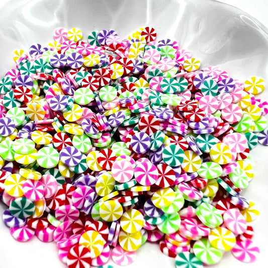 5mm Mini Fake Peppermint Candy, Pinwheels Multi Color, Polymer Clay Slices, Faux Sprinkles | QTY: 10 grams / 25 grams