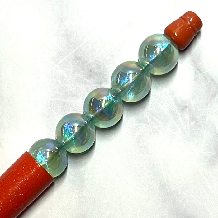 12mm Iridescent Round Beads | Pale Green/Blue Acrylic | QTY: 15 beads