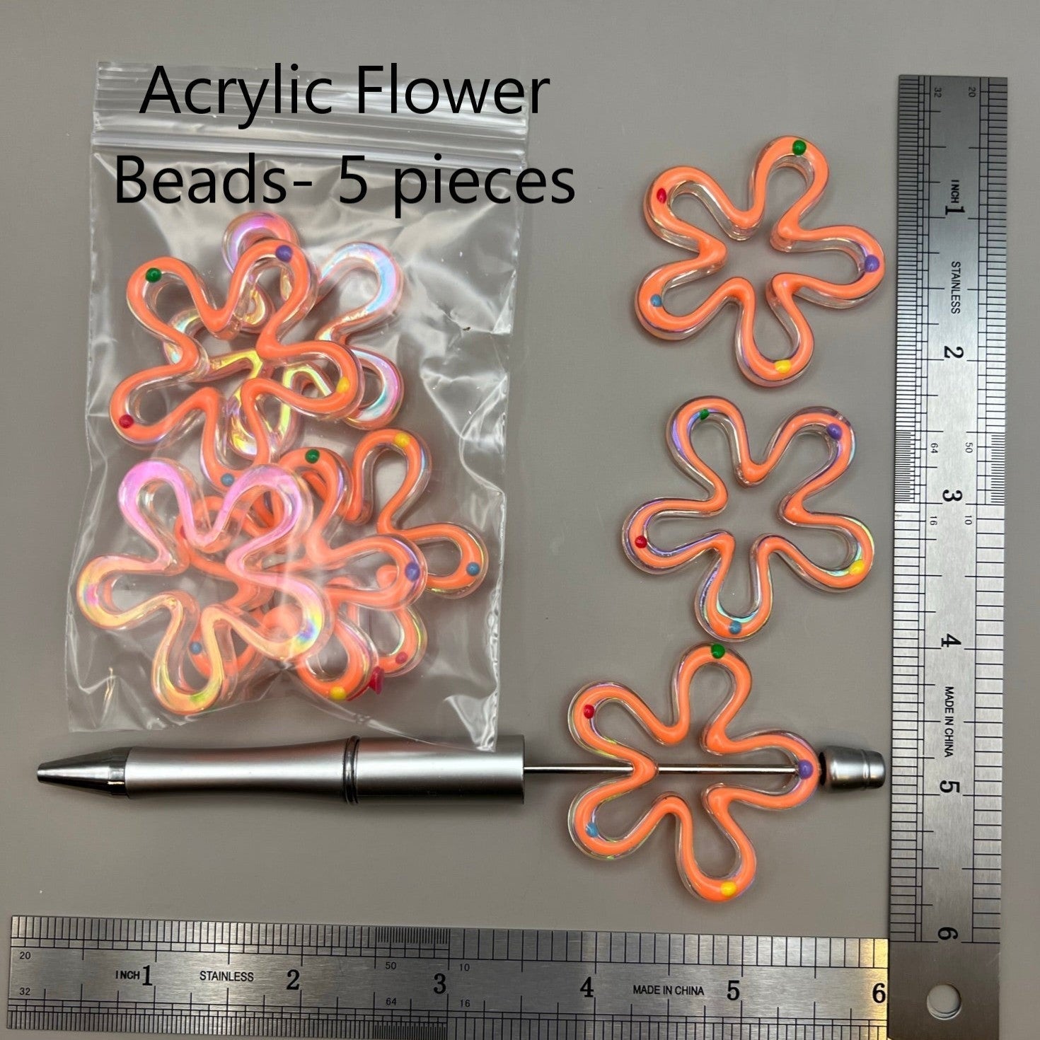 CLEARANCE - Bright Acrylic Flower Beads (5 pieces) - The Dazzle Depot