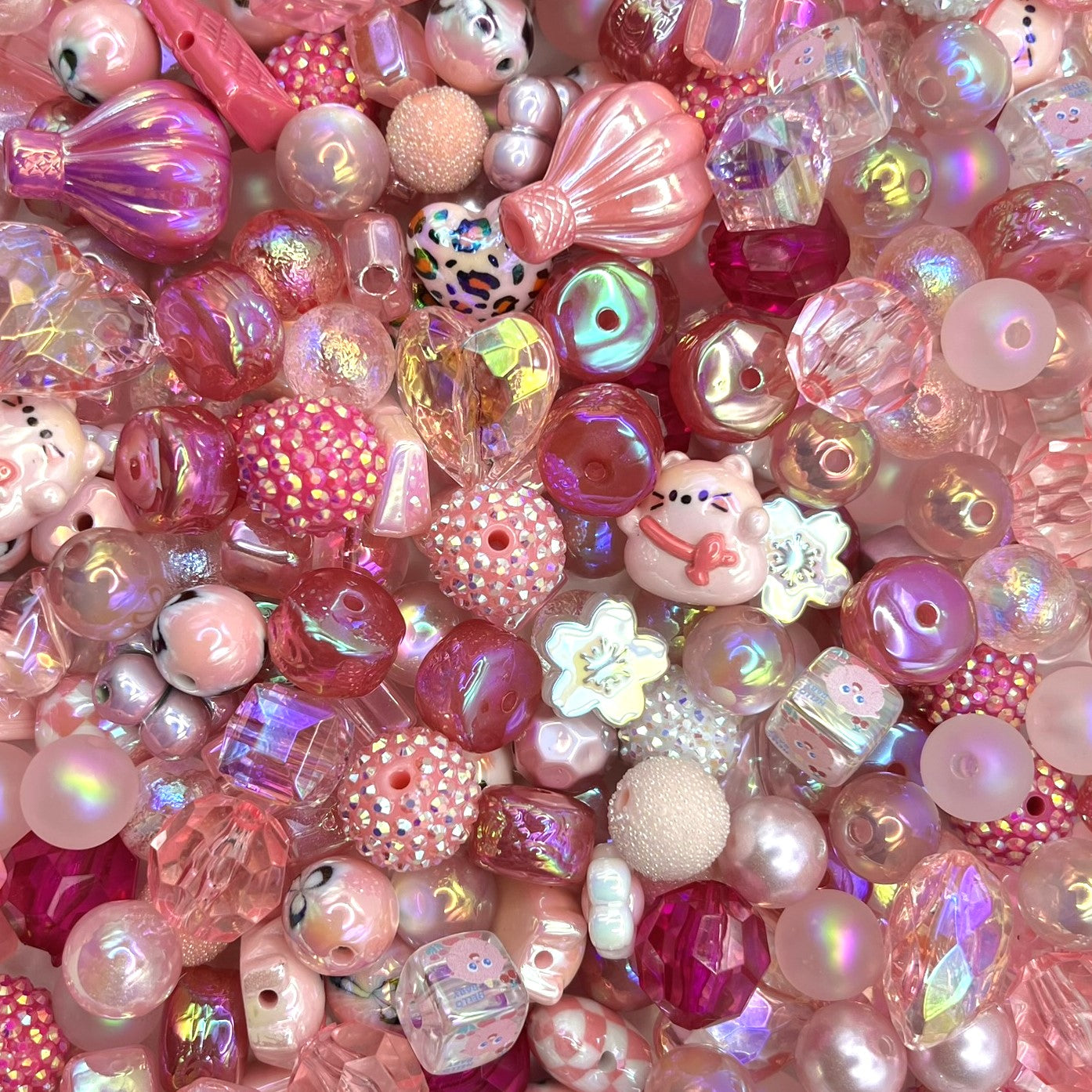 Shades of Pink Bead Mix | DIY Jewelry Beads | Mixed Colors, Sizes & Shapes | Acrylic Bead Soup | QTY: 1.5 ounces (by weight)