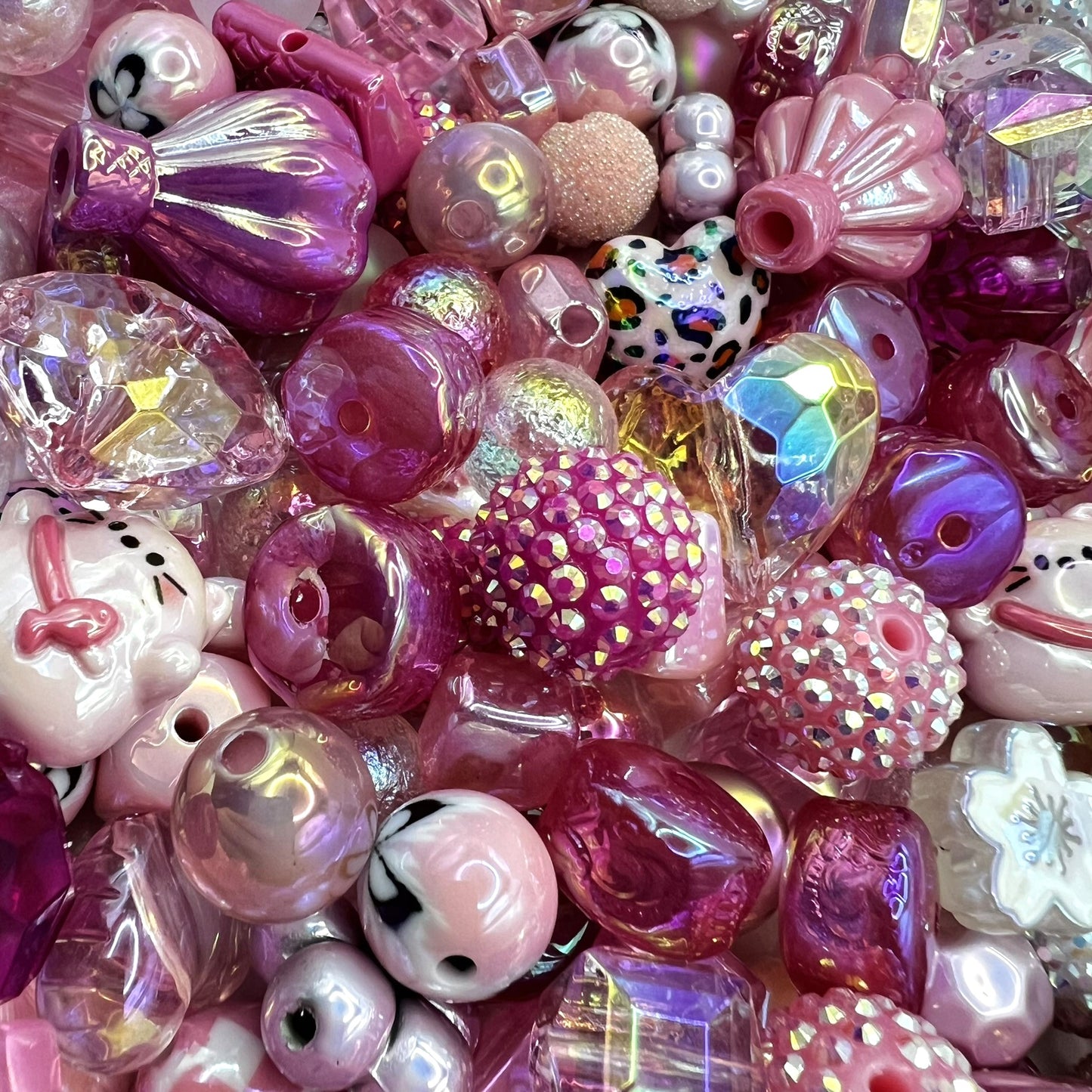 Shades of Pink Bead Mix | DIY Jewelry Beads | Mixed Colors, Sizes & Shapes | Acrylic Bead Soup | QTY: 1.5 ounces (by weight)