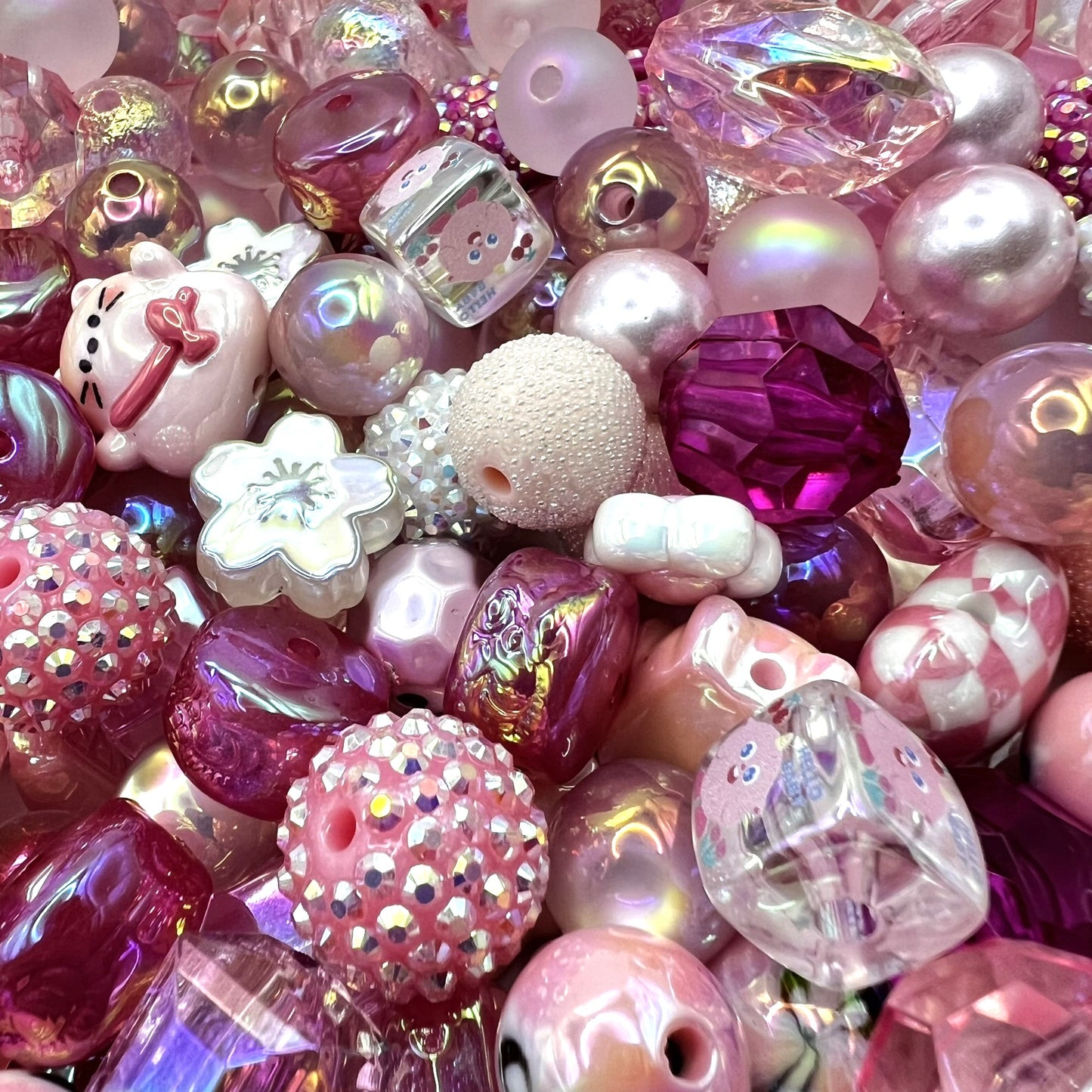 Shades of Pink Bead Mix | DIY Jewelry Beads | Mixed Colors, Sizes & Shapes | Acrylic Bead Soup | QTY: 1.5 ounces (by weight)