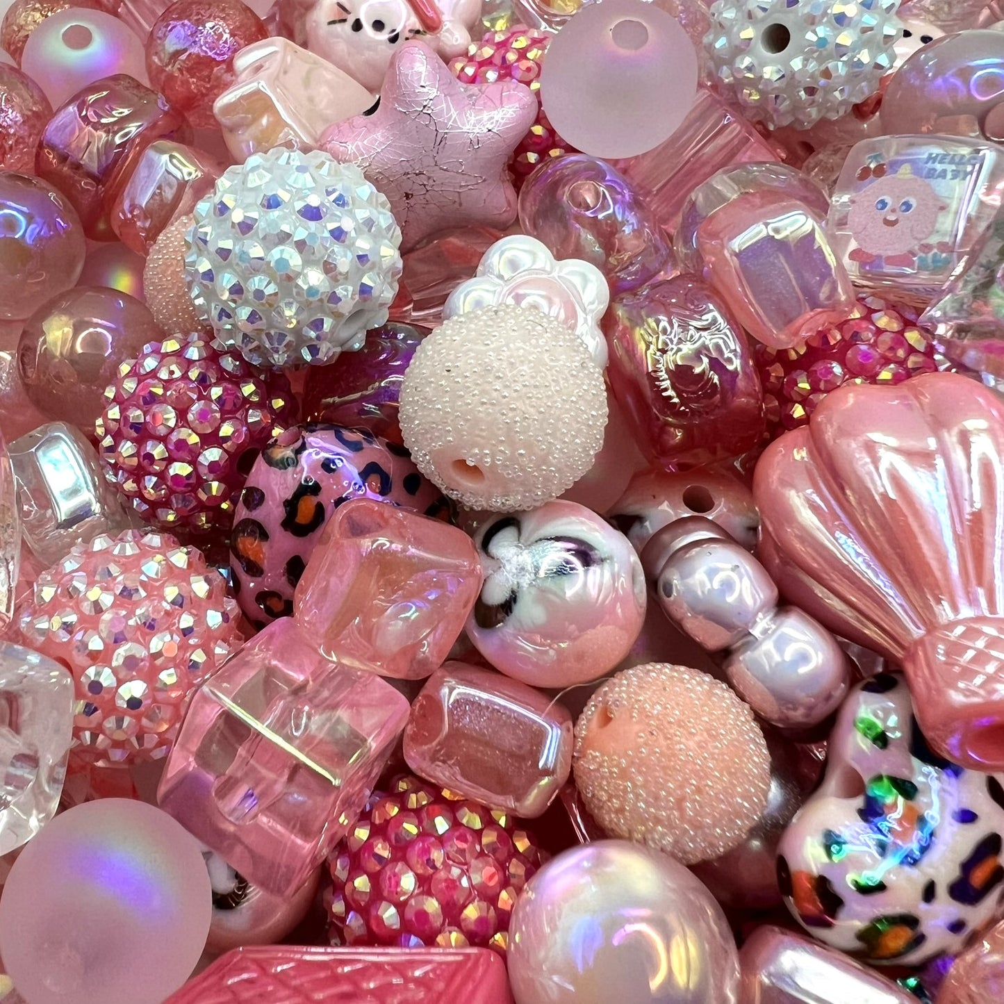 Shades of Pink Bead Mix | DIY Jewelry Beads | Mixed Colors, Sizes & Shapes | Acrylic Bead Soup | QTY: 1.5 ounces (by weight)