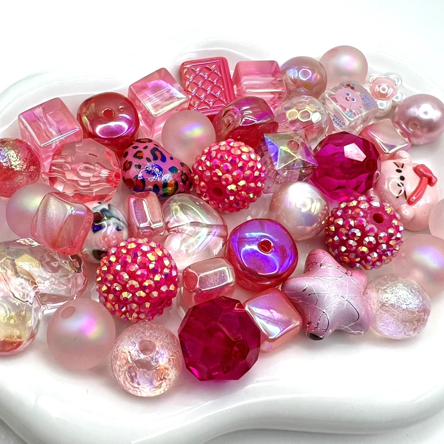 Shades of Pink Bead Mix | DIY Jewelry Beads | Mixed Colors, Sizes & Shapes | Acrylic Bead Soup | QTY: 1.5 ounces (by weight)