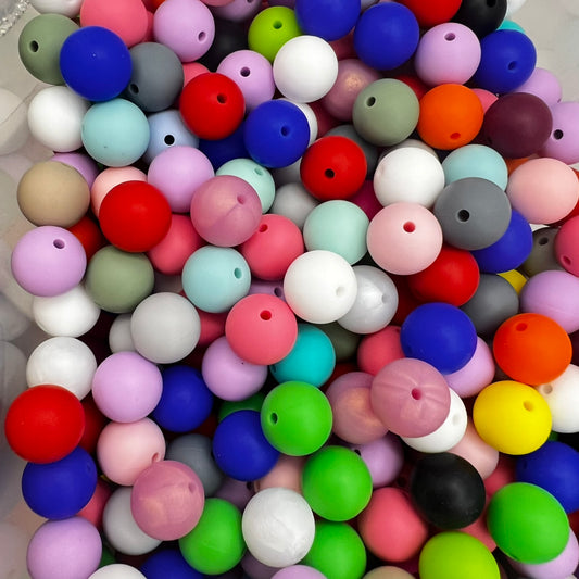 15mm Round Silicone Beads for Jewelry & Pens | Assorted Colors | Silicone | QTY: 20 beads