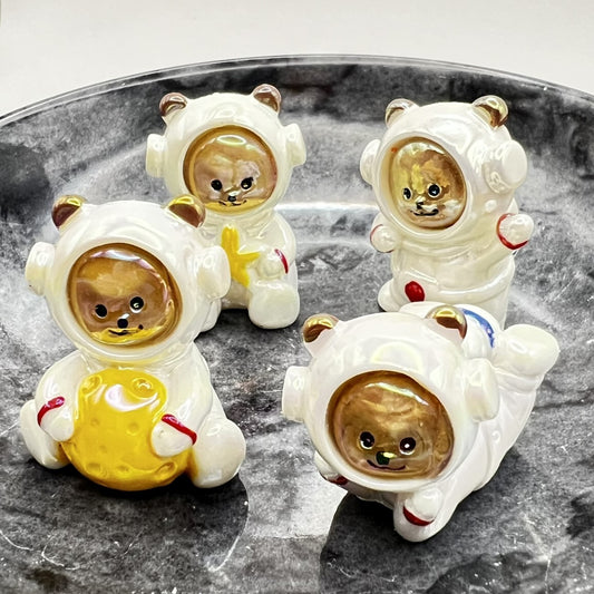 4pc 3D Astronaut Bear Beads for Crafts & Pens | Assorted Shapes | Acrylic | QTY: 4 beads