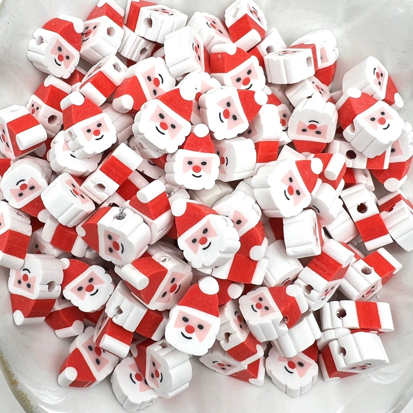 Santa Claus Christmas Candy Clay Beads, Polymer Clay Beads for Christmas, Faux Food | QTY: 20/50 pieces