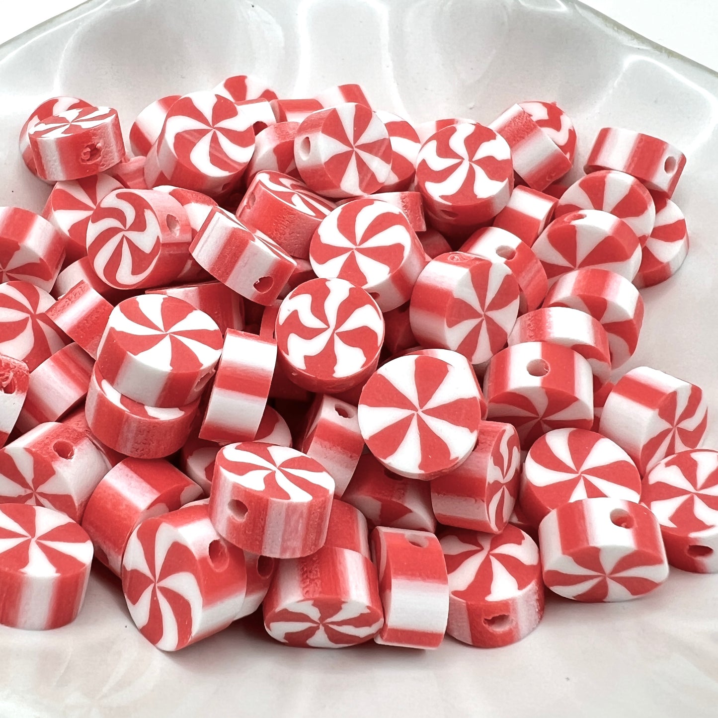 Santa Claus Christmas Candy Clay Beads, Polymer Clay Beads for Christmas, Faux Food | QTY: 20/50 pieces