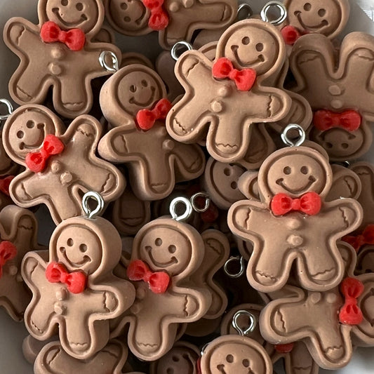 Gingerbread Man Cookie Pendant Charms for Earrings, Jewelry, Keychains | Resin | QTY: 10pcs