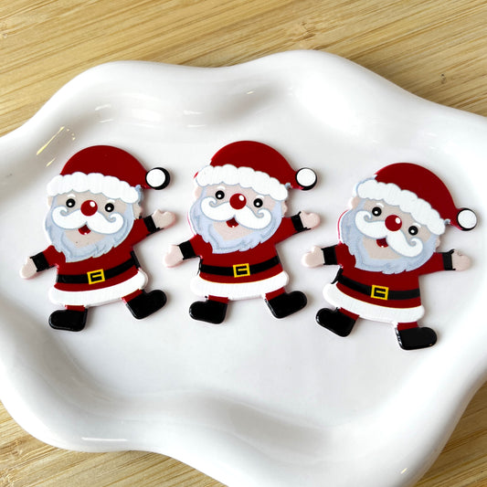 Santa Claus Flatback One-Sided Planar Acrylic - NO HOLE | Christmas Themed Flat Acrylics | QTY: 4pcs