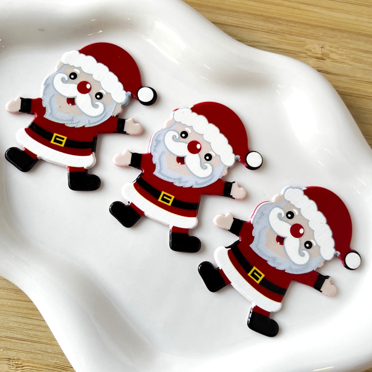 Santa Claus Flatback One-Sided Planar Acrylic - NO HOLE | Christmas Themed Flat Acrylics | QTY: 4pcs