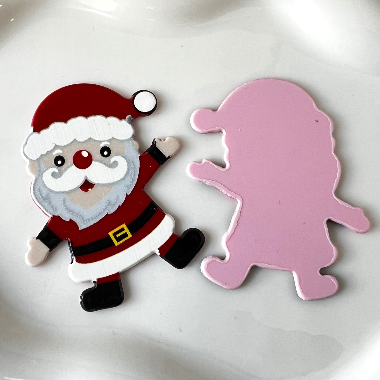 Santa Claus Flatback One-Sided Planar Acrylic - NO HOLE | Christmas Themed Flat Acrylics | QTY: 4pcs