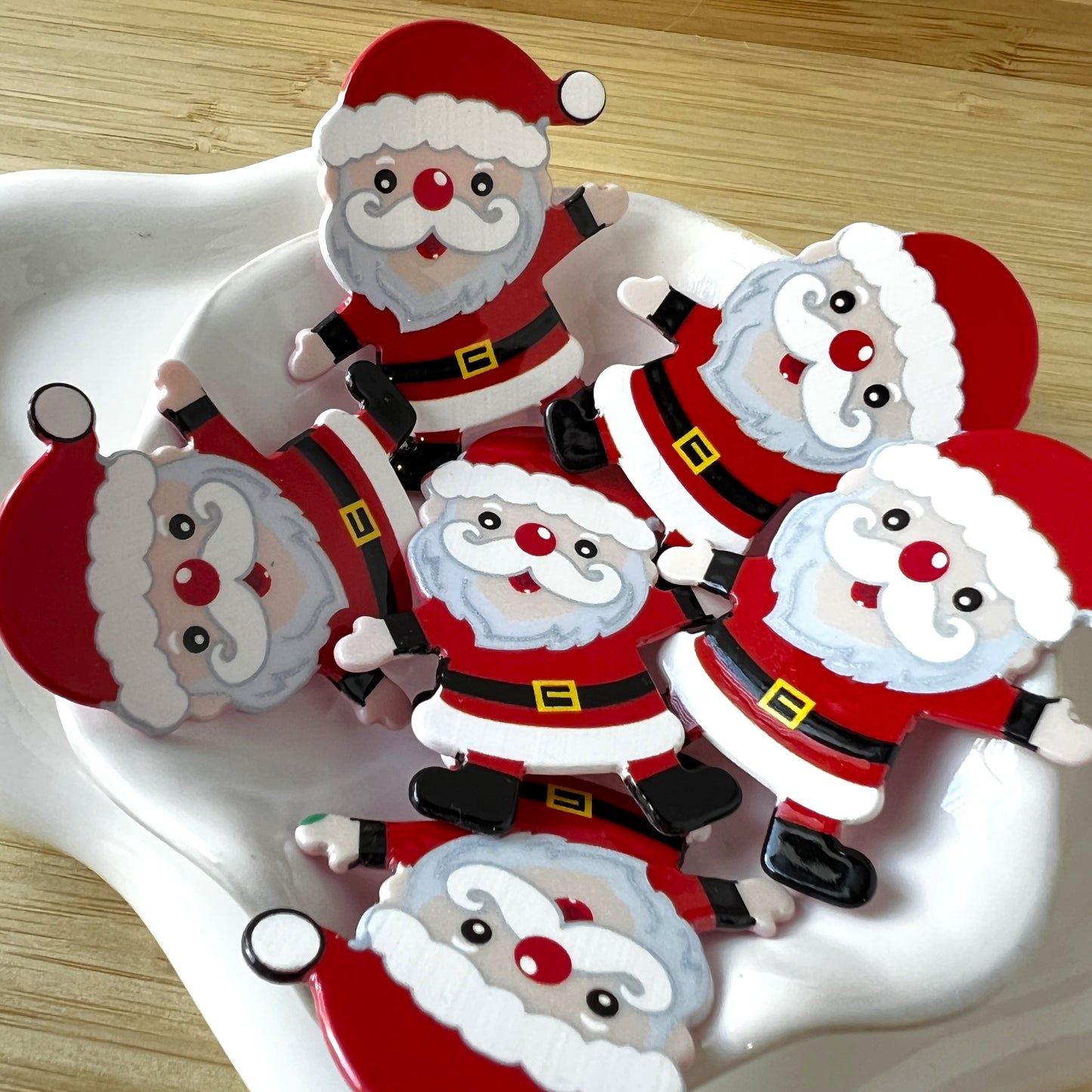 Santa Claus Flatback One-Sided Planar Acrylic - NO HOLE | Christmas Themed Flat Acrylics | QTY: 4pcs