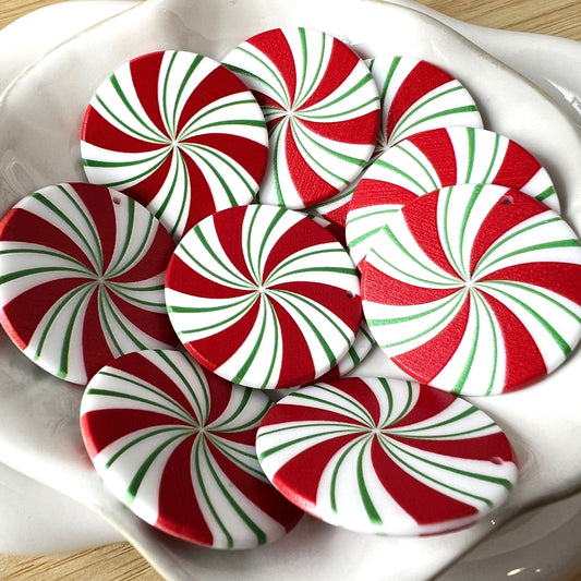 Christmas Candy Flatback Double-Sided Planar Acrylic - SINGLE HOLE | Christmas Themed Flat Acrylics | QTY: tmas Themed Flat Acrylics | QTY: 10pcs