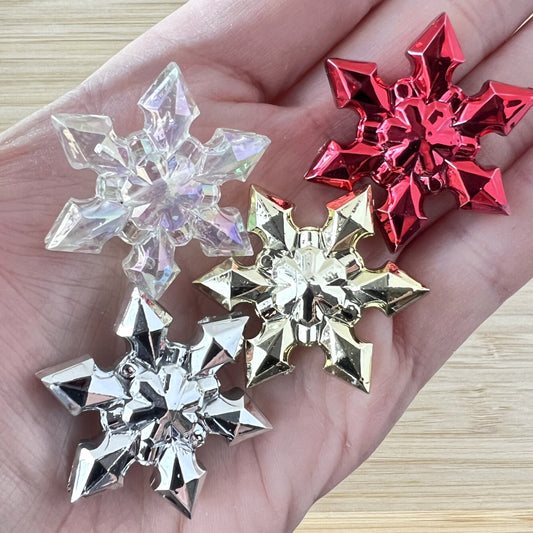 Snowflake Shaped Beads for Pens & Jewelry | Iridescent and Metallic Holiday Beads | Acrylic Beads | QTY: 5pcs