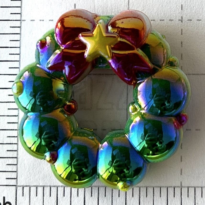 Christmas Wreath Beads for Pens | Iridescent Frame Beads for Retro Christmas | Acrylic Beads | QTY: 4pcs