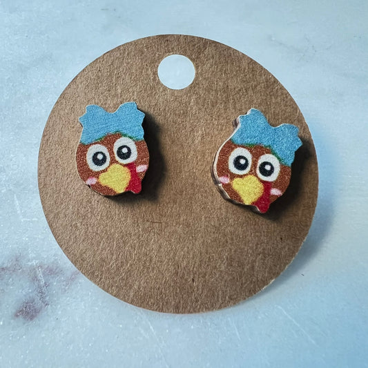 THANKSGIVING TURKEY Earrings Laser Cut Wood | Stud Earrings | QTY: 1 pair of earrings - The Dazzle Depot