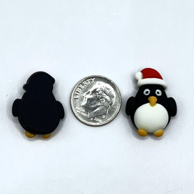 Christmas Penguins with Santa Hats, Cabochons for Crafts, Resin Charms, Flatback | QTY: 10 penguins - The Dazzle Depot