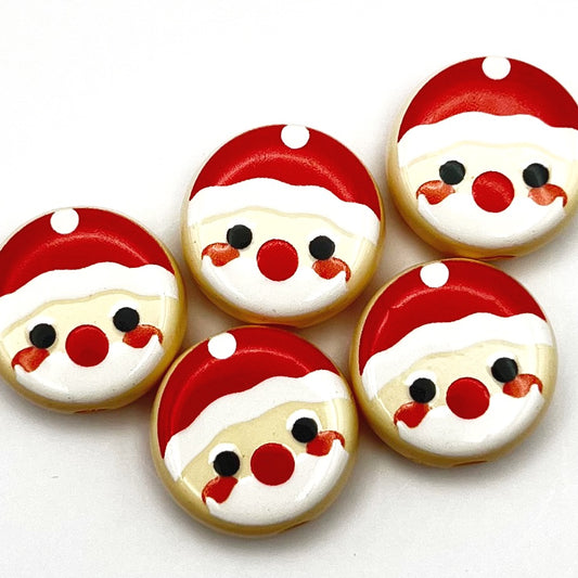 Santa Claus Circle Beads for Jewelry and Pens | Acrylic Beads | QTY: 10 beads - The Dazzle Depot