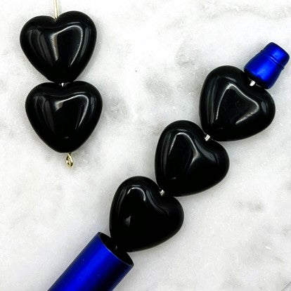 20pcs Black Heart Shaped Beads for Jewelry & Pens | Acrylic Beads | QTY: 20 beads