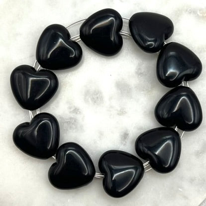 20pcs Black Heart Shaped Beads for Jewelry & Pens | Acrylic Beads | QTY: 20 beads