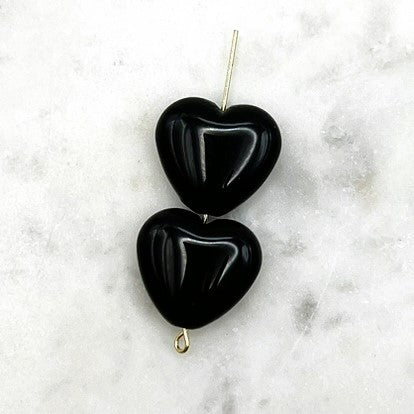 20pcs Black Heart Shaped Beads for Jewelry & Pens | Acrylic Beads | QTY: 20 beads