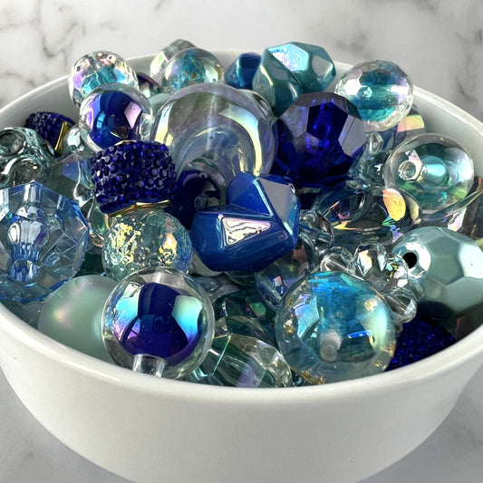 Shades of Blue Bead Mix | DIY Jewelry Beads | Mixed Colors, Sizes & Shapes | Acrylic Bead Soup | QTY: 1.5 ounces (by weight)