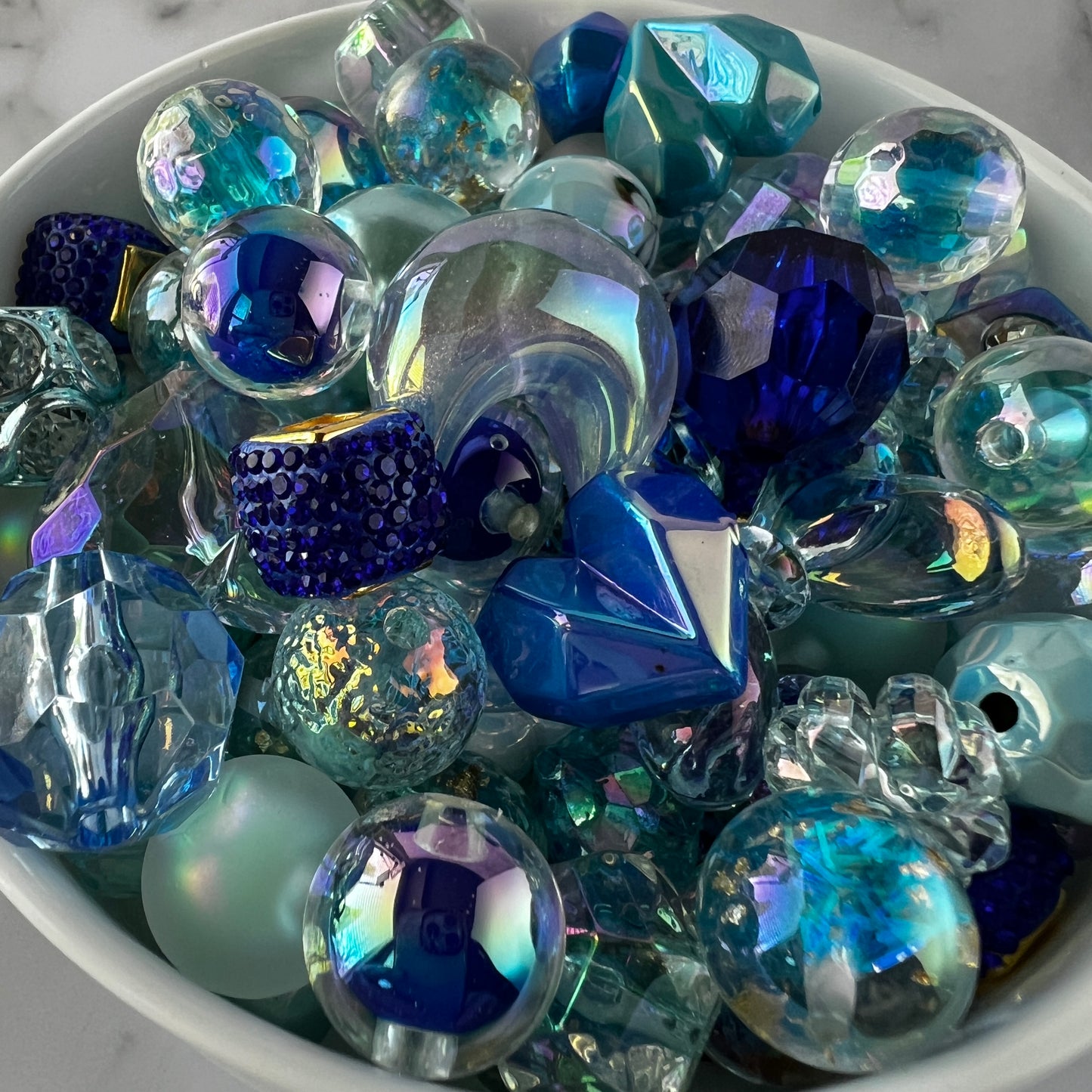 Shades of Blue Bead Mix | DIY Jewelry Beads | Mixed Colors, Sizes & Shapes | Acrylic Bead Soup | QTY: 1.5 ounces (by weight)