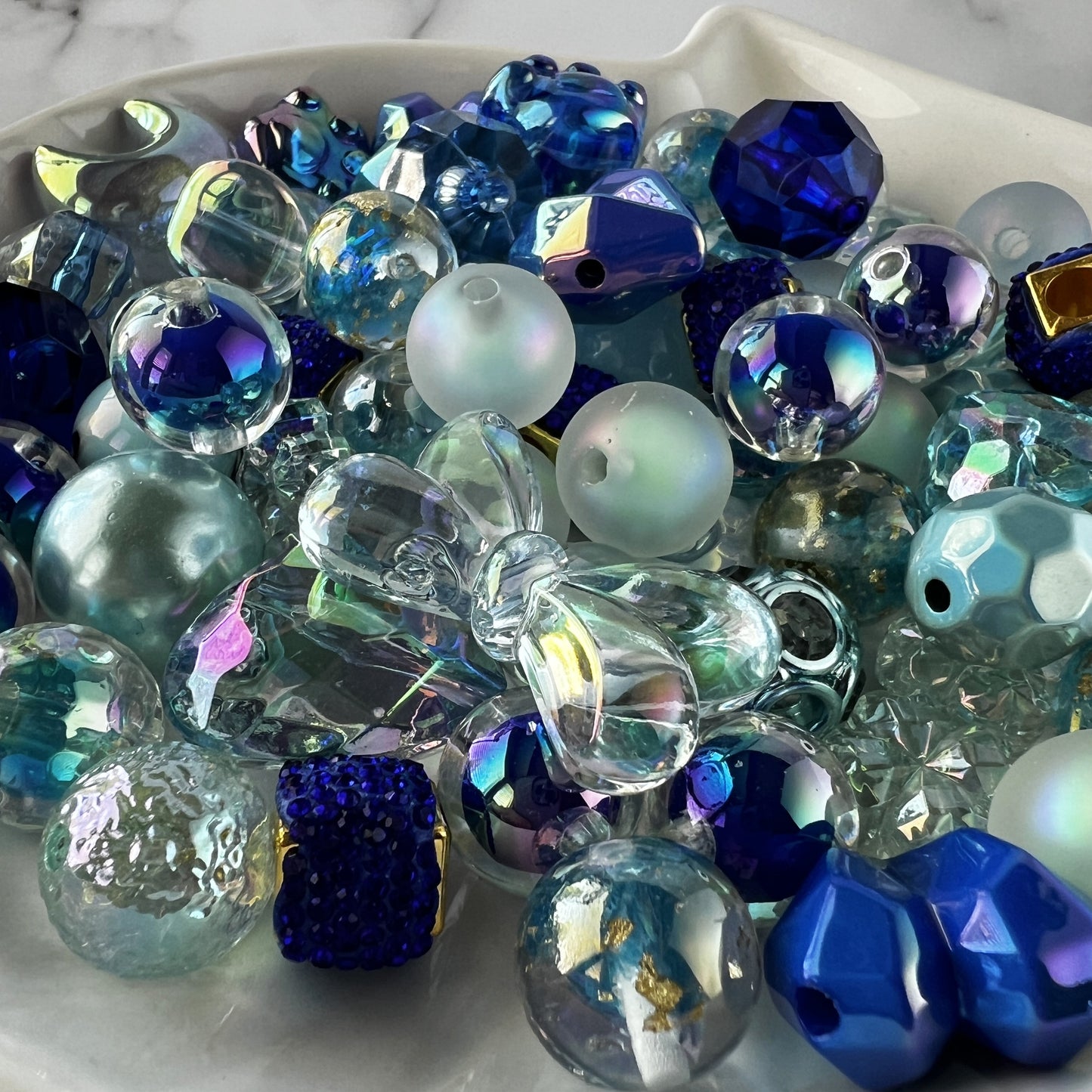 Shades of Blue Bead Mix | DIY Jewelry Beads | Mixed Colors, Sizes & Shapes | Acrylic Bead Soup | QTY: 1.5 ounces (by weight)